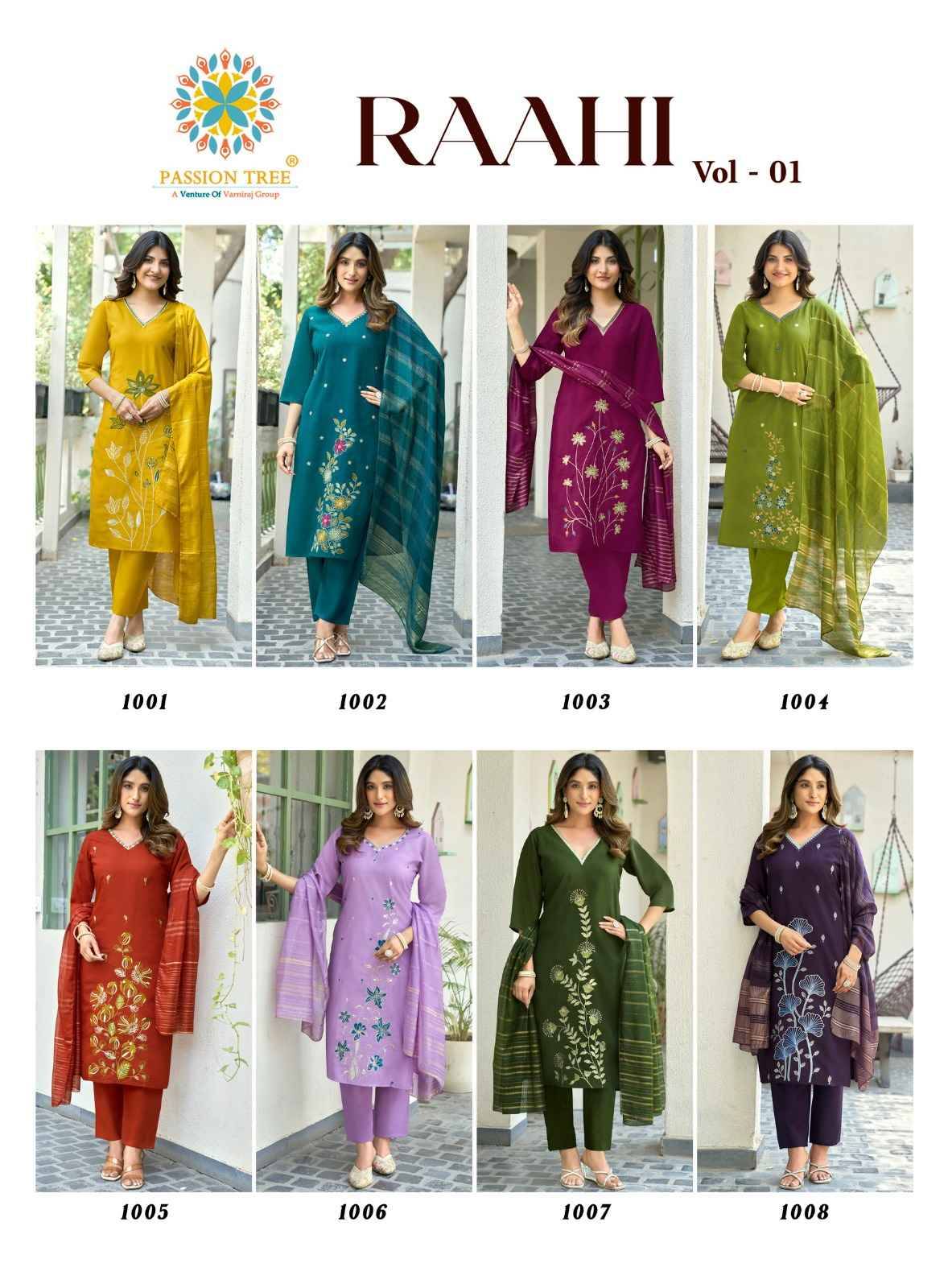 RAAHI  VOL-1 By Passion Tree 1001 To 1008 Series Beautiful Festive Suits Colorful Stylish Fancy Ethnic Wear ROMAN SILK Embroidery Dresses At Wholesale Price